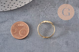Anillo de corazón ajustable de acero inoxidable 304 chapado en oro IP Talla 57, x1 VÁLIDO