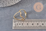 Anillo de corazón ajustable de acero inoxidable 304 chapado en oro IP Talla 57, x1 VÁLIDO