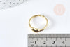 Bague cœur réglable laiton doré 18mm, x1 (G8442)