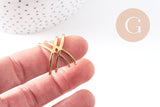 Bague croisée acier 304 inoxydable doré minimaliste 19mm, x1 (G4341)