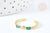 Bague fine réglable dorée 18k zircons verts 17.3mm, x1 (G8457)