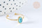 Bague fine réglable pierre turquoise acier doré inoxydable Taille 54, x1 (G7029)