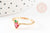 Bague fruit fraise laiton doré 16K zircons, x1 (G9156)