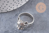 Bague homme argenté tête léopard 18mm, x1 (G0661)