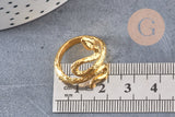 Bague homme dorée réglable serpent 18mm, x1 (G2920)