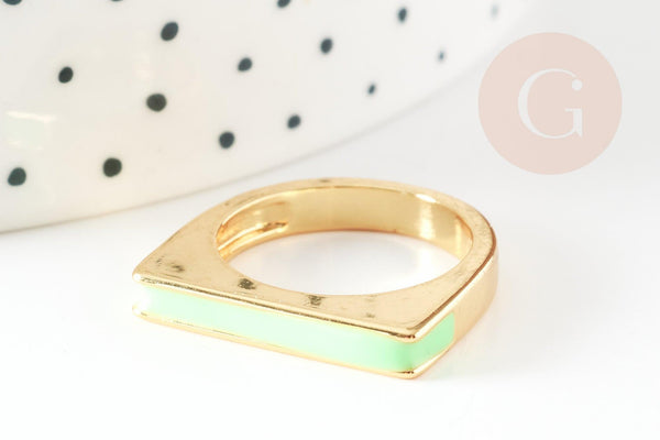 Bague laiton doré émail aspect carré 17mm, x1 (G4240)