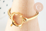 Bague réglable cabochon laiton doré zircon 17mm, x1 (G3959)