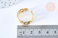 Bague réglable chaine acier doré Taille 54, x1 (G6410)