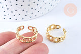 Bague réglable chaine acier doré Taille 54, x1 (G6410)