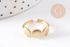 Bague réglable coquillages acier doré 304 inoxydable, x1 (G10365)