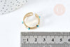 Bague réglable dentelle pierre turquoise synthèse acier doré Taille 54, x1 (G7638)
