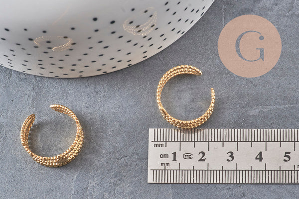 Bague réglable étoile acier doré 304 inoxydable taille 57, x1 (G7639)