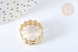 Bague réglable fantaisie acier inoxydable doré 304 Taille 54, x1 (G7025)