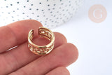 Bague réglable grosse chaine acier inoxydable doré Taille 57, x1 (G7011)