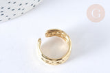 Bague réglable grosse chaine acier inoxydable doré Taille 57, x1 (G7011)