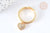 Bague réglable laiton doré breloque cœur zircons taille 57-18mm, x1 (G7314)