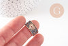 Bague réglable laiton doré émail noir oeil protecteur 18mm, x1 (G4249)