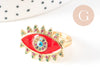 Bague réglable laiton doré émail oeil protecteur 17mm, x1 (G4241)