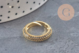 Bague réglable laiton doré zircon coloré 16mm, x1 (G4336)