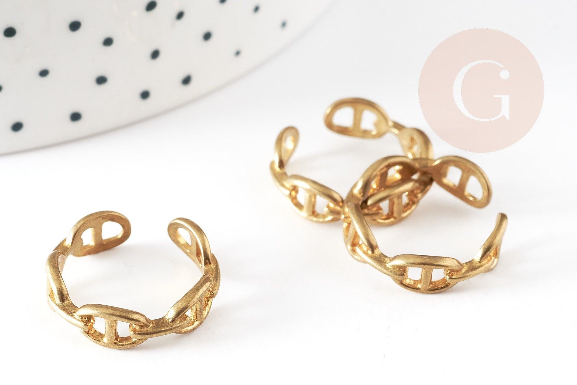 Bague réglable maille boucle laiton brut 16mm, x2 (G3757)