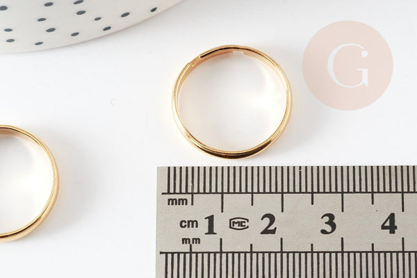 Bague réglable personnalisable acier doré inoxydable 18mm, x2 (G6059)