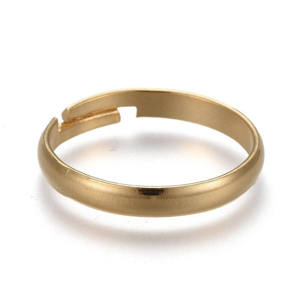 Bague réglable personnalisable acier doré inoxydable 18mm, x2 (G6059)