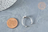Bague réglable pour cabochon 6mm acier platine inoxydable 18mm, x1 (G8149)