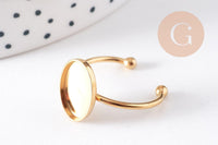 Bague réglable pour cabochon ovale 14x10mm en acier 304 inoxydable doré IP , x2 (G10296)