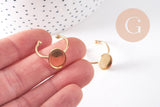Bague réglable pour cabochon ovale 14x10mm en acier 304 inoxydable doré IP , x2 (G10296)