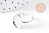Bague réglable pour cabochon ovale 14x10mm en acier 304 inoxydable platine , x2 (G10295)