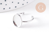 Bague réglable pour cabochon ovale 14x10mm en acier 304 inoxydable platine , x2 (G10295)