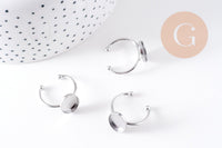 Bague réglable pour cabochon ovale 14x10mm en acier 304 inoxydable platine , x2 (G10295)