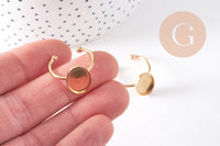 Bague réglable pour cabochon ovale 9x10mm en acier 304 inoxydable doré IP , x2 (G10368)