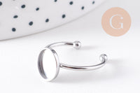 Bague réglable pour cabochon ovale 9x10mm en acier 304 inoxydable platine , x2 (G10297)