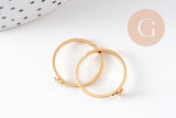 Bague réglable soleil ou étoile acier doré 304 inoxydable, x1 (G10356)
