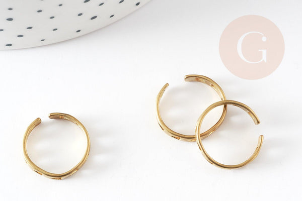 Bague réglable triangle dentelle fine laiton brut 16mm x2 (G3756)