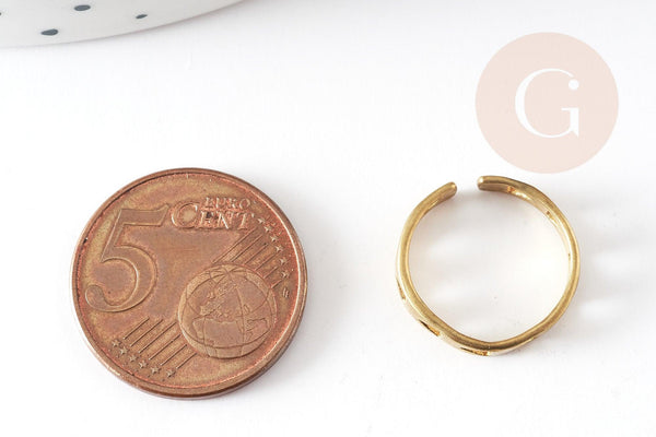 Bague réglable triangle dentelle fine laiton brut 16mm x2 (G3756)