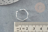 Bague réglable vague argent 925 massif 18mm, x1 (G9141)