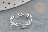 Bague réglable volutes argent 925 massif 18mm, x1 (G9142)