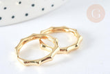 Bague vague laiton doré Taille 53 16,9mm, creation bague laiton doré, x1 (G7385)