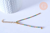Base de bracelet acier doré platine résine multicolore avec anneaux 2.5mm,15.5cm, x1 (G4857)