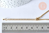 Base de bracelet ajustable maille plate fantaisie or acier 14k 16cm, sans nickel, bracelet doré acier inoxydable, x1 G5970