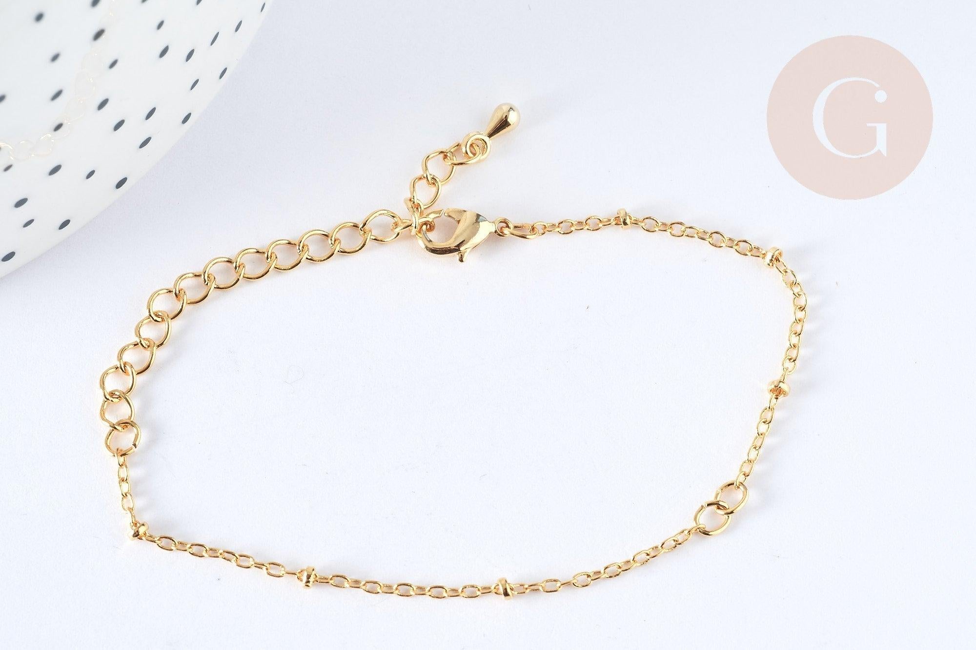 Base de bracelet chaine dorée satellite 16K 2.5microns 17.7cm, x1 (G8182)