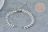 Base de bracelet chaine épis acier 304 inoxydable platine 15.7cm, x1 (G9048)