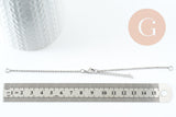 Base de bracelet chaine rolo acier 304 inoxydable platine 2.5mm-16.5cm, x1 (G9483)