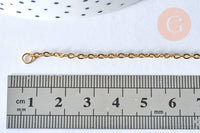 Base de bracelet fine maille acier 304 inoxydable doré 14k avec anneaux 18cm, x1 (G5436)