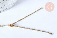Base de bracelet fine maille acier 304 inoxydable doré 14k avec anneaux 18cm, x1 (G5436)