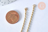 Base de bracelet fine maille acier 304 inoxydable doré 14k avec anneaux 18cm, x1 (G5436)