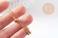 Base de bracelet réglable acier doré 14k chaine vénitienne 22cm,création bijoux sans nickel,bracelet acier inoxydable , x1 G5686