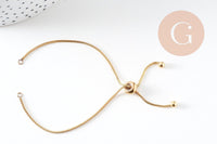 Base de bracelet réglable acier doré 14k chaine vénitienne 22cm,création bijoux sans nickel,bracelet acier inoxydable , x1 G5686